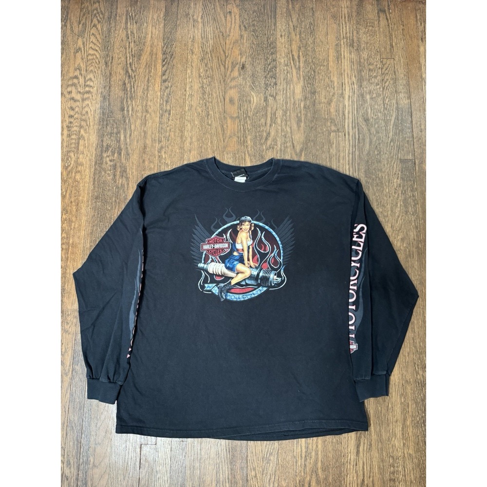 Harley-Davidson Pin Up Girl Long Sleeve T-Shirt Peoria AZ Arrowhead Size 2XL Blk